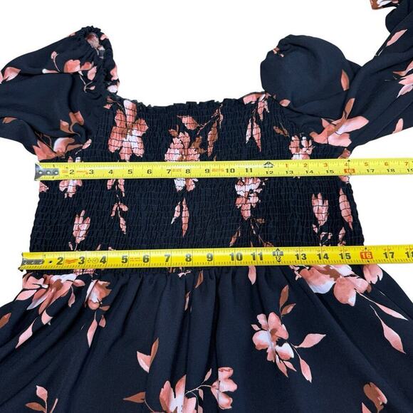 Haptics By Holly Harper Blouse Ruching Sz 2X Black Floral Comfort Relaxed Peplum - Picture 5 of 7